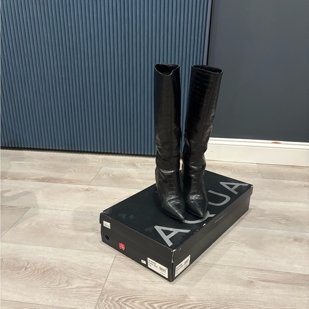 Croc Embossed Leather Boots
